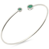 <span style="color:purple">SPECIAL!</span> .47ct G SI 14K White Gold Diamond & Natural Emerald Gemstones Open Bangle Bracelet