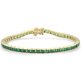 3.84ct G SI 14K Yellow Gold Emerald Gemstones Bracelet 7" Long