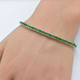 3.84ct G SI 14K Yellow Gold Emerald Gemstones Bracelet 7" Long