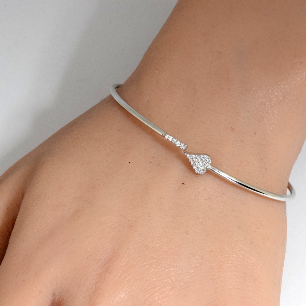 .15ct G SI 14K White Gold Diamond Open Bangle Bracelet