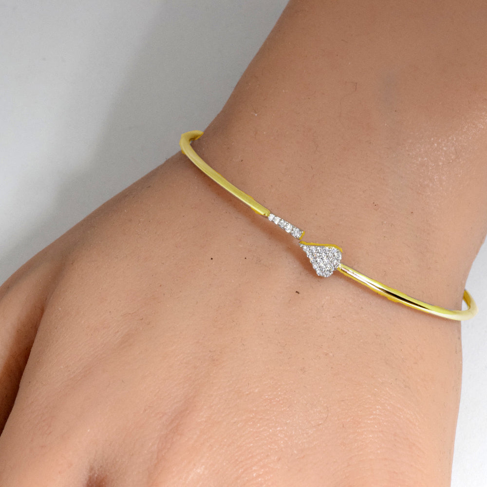 .15ct G SI 14K Yellow Gold Diamond Open Bangle Bracelet