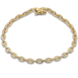 <span style="color:purple">¡ESPECIAL!</span> Pulsera de eslabones de oro amarillo de 14 quilates con diamantes de 1,21 ct G SI, 20,32 cm de largo
