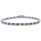 <span style="color:purple">SPECIAL!</span> 3.25ct G SI 14K White Gold Diamond & Blue Sapphire Gemstones Tennis Bracelet 7" Long