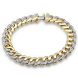 <span style="color:purple">SPECIAL!</span> 9mm 1.83ct G SI 14K Yellow Gold Diamond Round Cuban Bracelet 7.5" Long