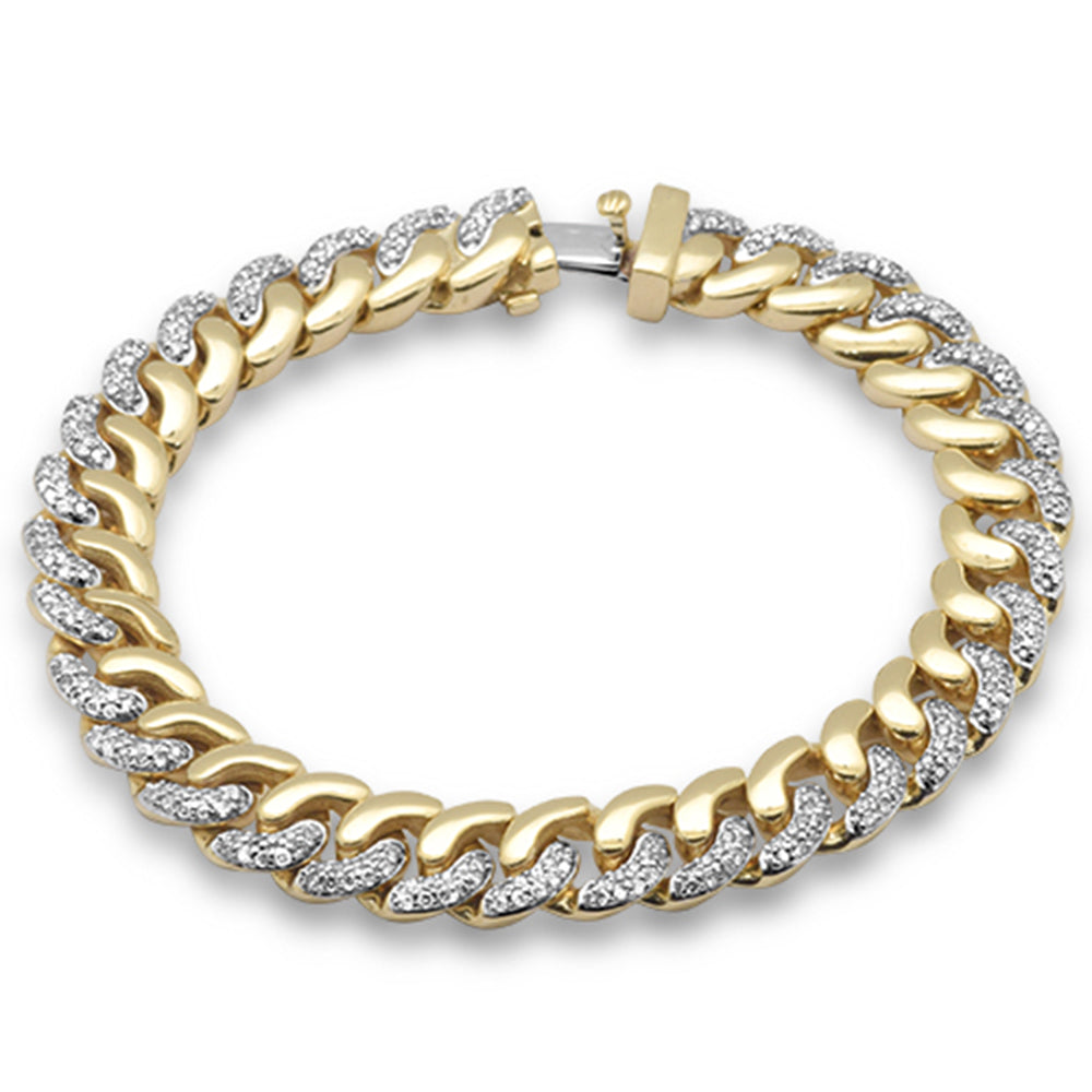 1.66ct G SI 14K Yellow Gold Diamond 9mm Round Cuban Bracelet 7" Long