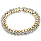 1.66ct G SI 14K Yellow Gold Diamond 9mm Round Cuban Bracelet 7" Long