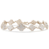 1.24ct G SI 14K Yellow Gold Diamond Clover Bracelet 7" Long