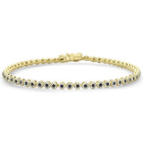 1.75ct G SI 14K Yellow Gold Diamond & Blue Sapphire Tennis Bracelet 7.25" Long