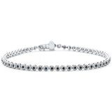 1.72ct G SI 14K White Gold Diamond & Blue Sapphire Gemstone Bracelet 7.25" Long