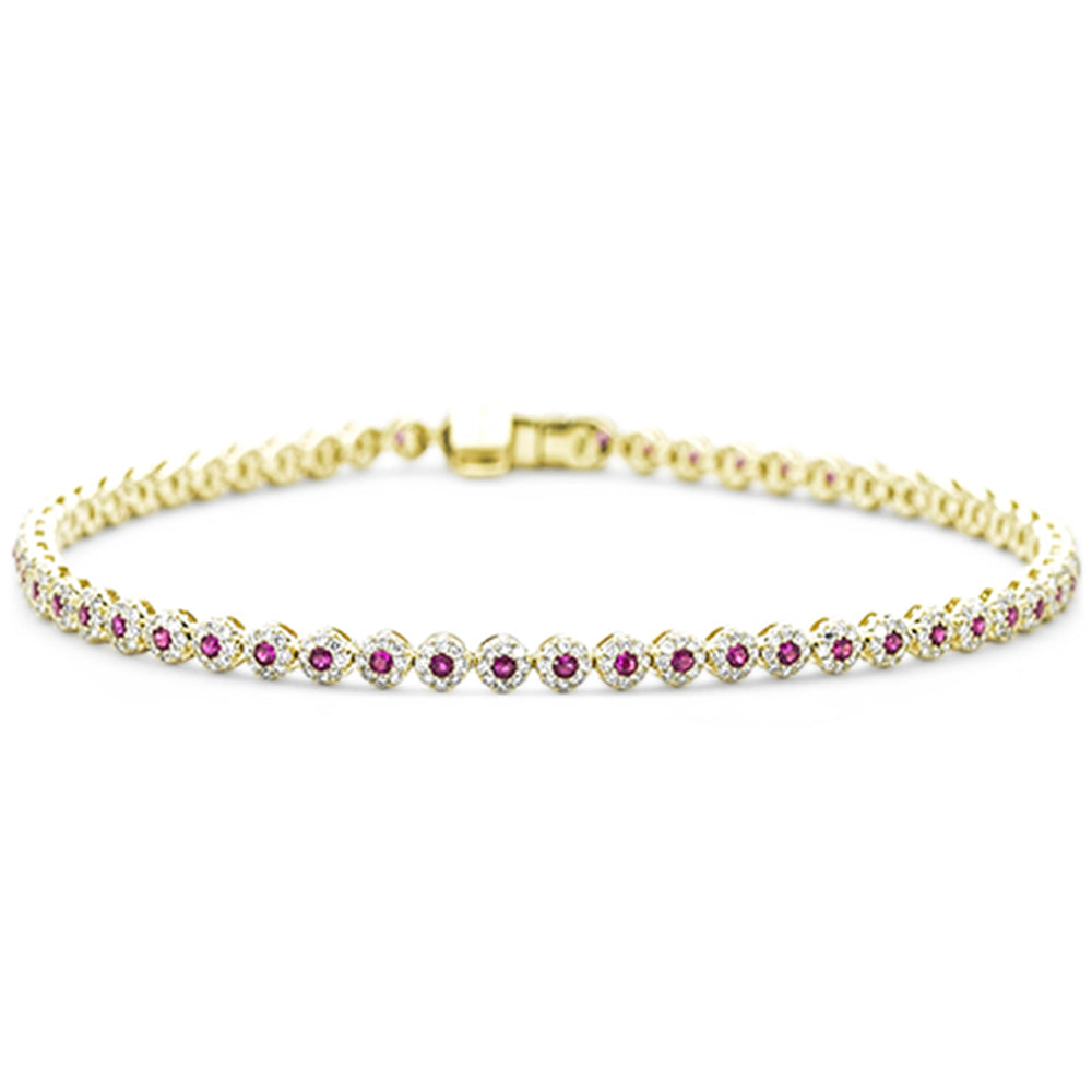 <span style="color:purple">¡ESPECIAL!</span> Pulsera de Oro Amarillo de 14K con Diamantes y Rubíes de 2.01ct G SI, 7.25" de Largo