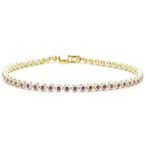<span style="color:purple">¡ESPECIAL!</span> Pulsera de Oro Amarillo de 14K con Diamantes y Rubíes de 2.01ct G SI, 7.25" de Largo