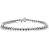 <span style="color:purple">SPECIAL!</span> 1.89ct G SI 14K White Gold Diamond & Ruby Gemstones Tennis Bracelet 7.25" Long