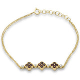 .80ct G SI 14K Yellow Gold Diamond & Ruby Gemstones Chain Bracelet 7.25" Long Adjustable