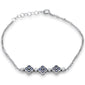 <span style="color:purple">SPECIAL!</span> .72ct G SI 14K White Gold Diamond & Blue Sapphire Gemstones Chain Bracelet 7.25" Long Adjustable