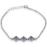 <span style="color:purple">¡ESPECIAL!</span> Pulsera de cadena de 7.25" de largo ajustable con diamantes de .72 ct G SI y zafiros azules de oro blanco de 14K