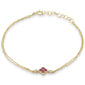 .26ct G SI 14K White Gold Diamond & Ruby Gemstones Chain Bracelet 7.25" Long