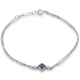 Pulsera de cadena de oro blanco de 14 quilates con diamantes y zafiros azules, 0,30 ct G SI, 7,25 pulgadas de largo