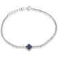 .33ct G SI 14K White Gold Diamond & Blue Sapphire Gemstones Chain Bracelet 7.25" Long