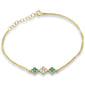 .43ct G SI 14K Yellow Gold Diamond & Emerald Gemstones Chain Bracelet 7.25" Long