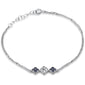 .43ct G SI 14K White Gold Diamond & Blue Sapphire Gemstones Chain Bracelet 7.25" Long