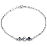 <span style="color:purple">¡ESPECIAL!</span>.Pulsera de cadena de 47 ct G SI de oro blanco de 14 quilates con diamantes y zafiros azules de 7.25" de largo