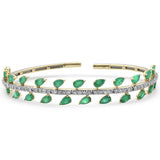 <span style="color:purple">¡ESPECIAL!</span> Brazalete de oro amarillo de 14K con diamantes de 5.83ct G SI y esmeraldas talla pera de 59mm