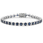 <span style="color:purple">SPECIAL!</span> 8.42ct G SI 14K White Gold Diamond & Blue Sapphire Gemstones Bracelet 7" Long