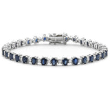 7.90ct G SI 14K White Gold Diamond & Blue Sapphire Gemstones Bracelet 7" Long