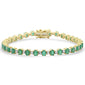 <span style="color:purple">SPECIAL!</span> 6.85ct G SI 14K Yellow Gold Diamond & Emerald Gemstones Bracelet 7" Long