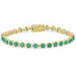 <span style="color:purple">SPECIAL!</span> 6.85ct G SI 14K Yellow Gold Diamond & Emerald Gemstones Bracelet 7" Long