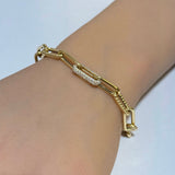 <span style="color:purple">SPECIAL!</span>.52ct G SI 14K Yellow Gold Diamond Paper Clip Bracelet 7" Long