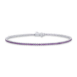 <span style="color:purple">SPECIAL!</span> 1.98ct G SI 14K White Gold Amethyst Gemstone Tennis Bracelet 7" Long