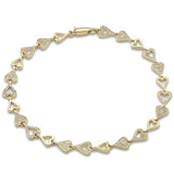 .55ct G SI 14K Yellow Gold Round Diamond Heart Shape Bracelet 7" Long