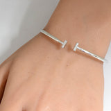 .09ct G SI 14K White Gold Diamond Open T Bangle Bracelet