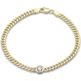 .51ct G SI 14K Yellow Gold Round Diamond Cuban Bracelet 7" Long