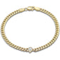 <span style="color:purple">SPECIAL!</span> .31ct G SI 14K Yellow Gold Pear Shape Diamond Cuban Bracelet 7" Long
