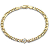 .31ct G SI 14K Yellow Gold Pear Shape Diamond Cuban Bracelet 7" Long