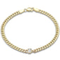 <span style="color:purple">SPECIAL!</span> .30ct G SI 14K Yellow Gold Emerald Cut Diamond Cuban Bracelet 7" Long