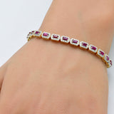 <span style="color:purple">SPECIAL!</span> 4.78ct G SI 14K Yellow Gold Diamond & Ruby Gemstones Bracelet 7" Long