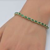 7.95ct G SI 14K Yellow Gold Natural Emerald Bracelet 7" Long