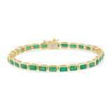 7.95ct G SI 14K Yellow Gold Natural Emerald Bracelet 7" Long