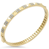 <span style="color:purple">SPECIAL!</span>1.12ct G SI 14K Yellow Gold Diamond Spike Studded Bangle Bracelet