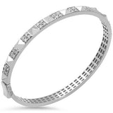 1.12ct G SI 14K White Gold Diamond Spike Studded Bangle Bracelet