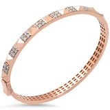 1.12ct G SI 14K Rose Gold Diamond Spiked Stud Bangle Bracelet