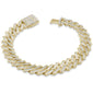 <span style="color:purple">SPECIAL!</span> 11mm 5.19ct G SI 14K Yellow Gold Round & Baguette Diamond Square Cuban Bracelet 8" Long