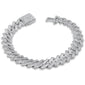 <span style="color:purple">SPECIAL!</span> 11mm 4.46ct G SI 14K White Gold Round & Baguette Diamond Square Cuban Bracelet 8" Long