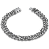 <span style="color:purple">SPECIAL!</span> 9mm 5.16ct G SI 14K White Gold Black & White Diamond Round Cuban Bracelet 8" Long