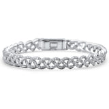 <span style="color:purple">¡ESPECIAL!</span>Pulsera de oro blanco de 14 quilates con diamantes de diseño infinito tejido, 3,86 ct G SI, 7 pulgadas de largo