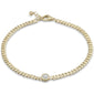 <span style="color:purple">SPECIAL!</span>.24ct G SI 14K Yellow Gold Bezel Set Round Diamond Cuban Chain Bracelet 7"+1" Ext.