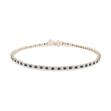 1.72ct G SI 14K Yellow Gold Black Diamond Tennis Bracelet 7" Long